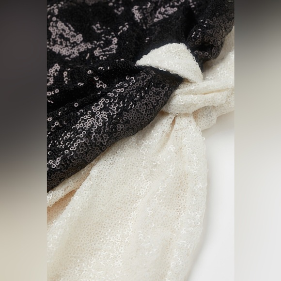 NWT H&M Two Tone Sequin Black White Dress - Picture 4 of 4